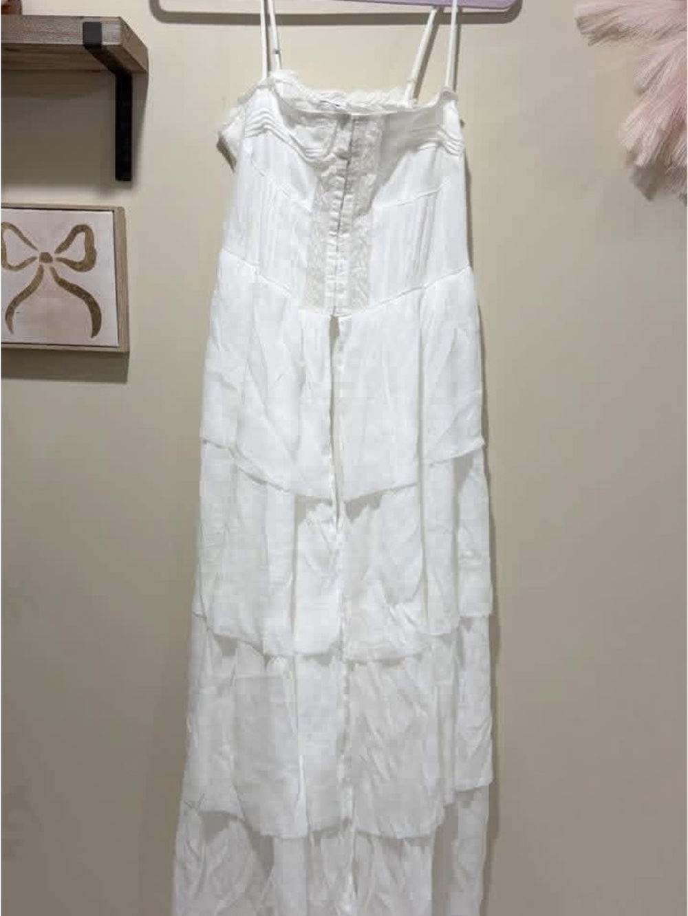 Vici White Tiered Spaghetti Strap Maxi Tunic